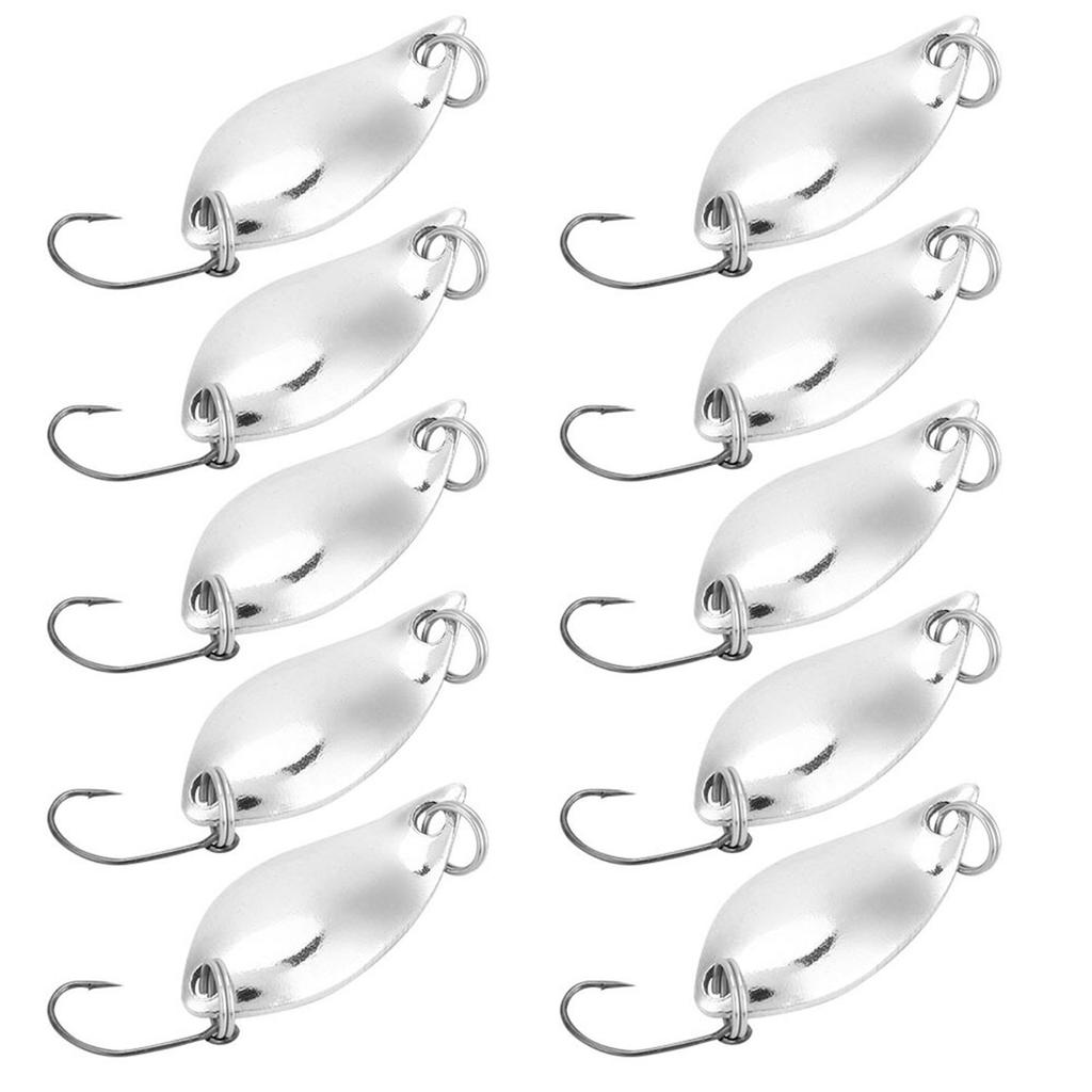 10pcs lot Fishing Lures Wobbler Baits SpoOn style Artificial Metal Baits Hook (Silver, 2.5g)