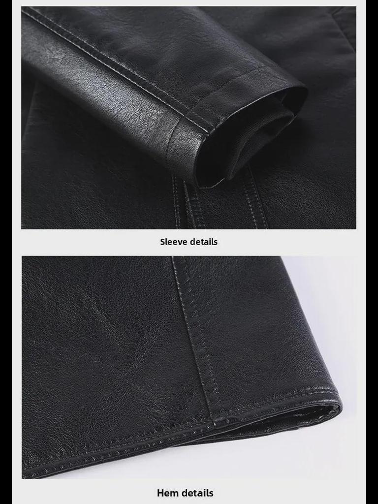 Chaqueta de cuero genuino de invierno para hombre con cuello de piel desmontable y forro de plumón: ideal para personas de mediana edad y mayores.