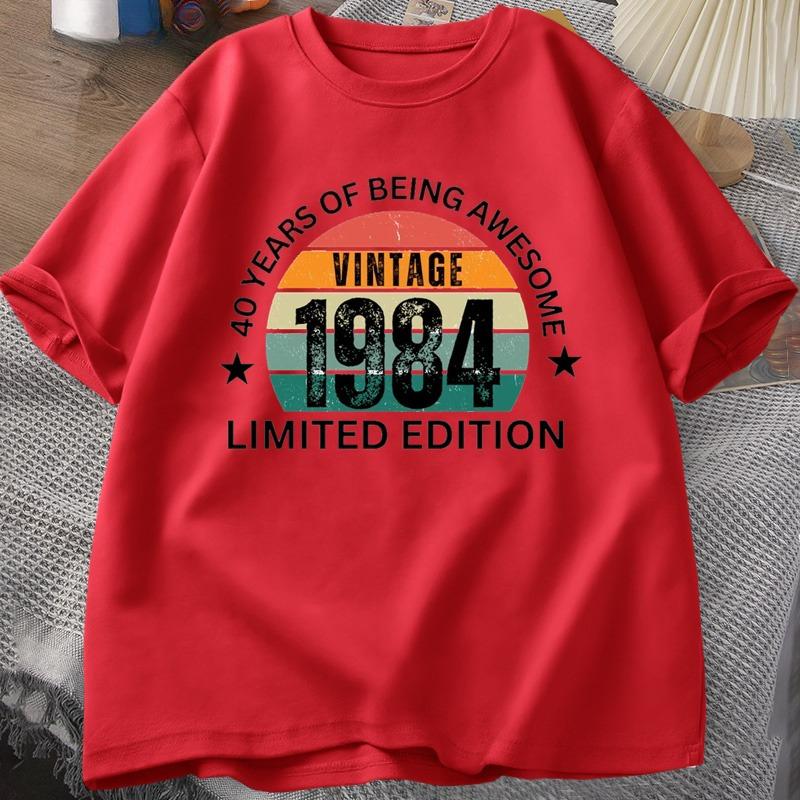 40th Birthday Women Tshirt Made In 1984 Vintage Tshirt 40 Years Old T Shirts for Unisex Casual Short Sleeve Unisexs Clthing Oversized