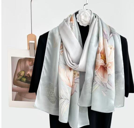 100% Pure Real Silk Scarf Women Neck Shawls Wraps Foulard Scarves Pashmina Female Hijab Bandana Kerchief Luxury Schals Bufandas