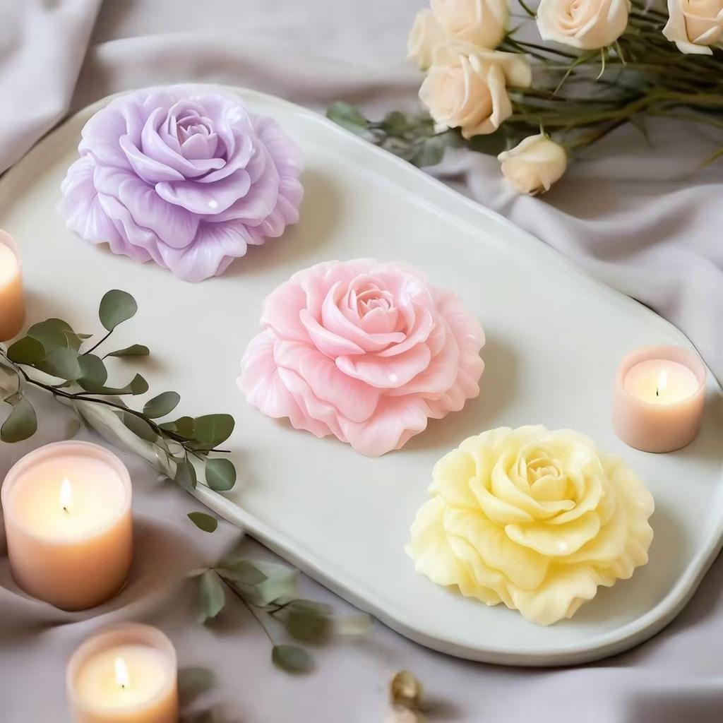 1 Stück 3D Romantische Rose Silikonform, Geeignet für Kerzen, Seife und Harzbastelarbeiten - Rosa Blumendesign, Perfekt für die Herstellung von Handgemachtem