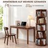 Scrivania in legno massello con cassetti, scrivania regolabile in altezza con bordi arrotondati, ideale per piccoli studi e camere da letto, in stile mid-century modern, noce