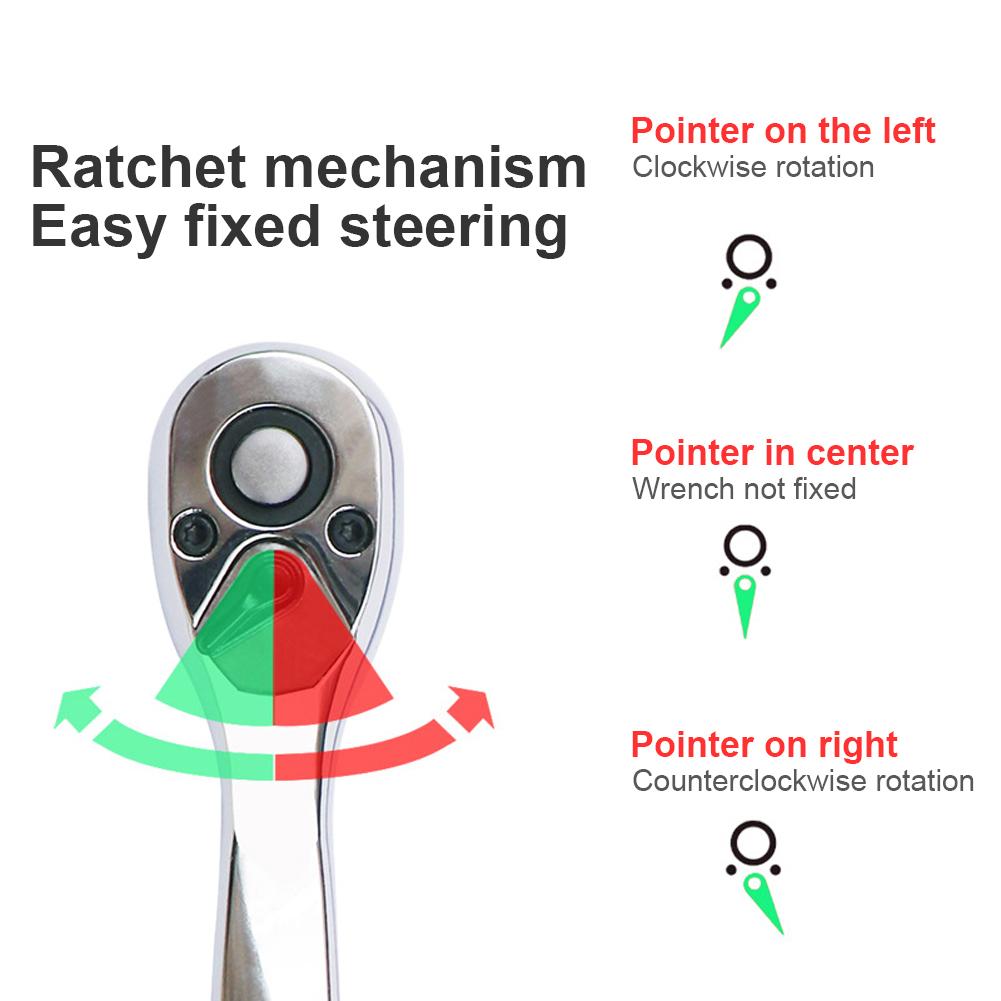 1/4 Zoll 3/8 Zoll Ratschenschlüssel Chrom-Vanadium-Stahl 72 Zähne Antrieb Ratschen-Steckschlüssel Werkzeug Ratschenschlüssel Reparatur Handwerkzeug