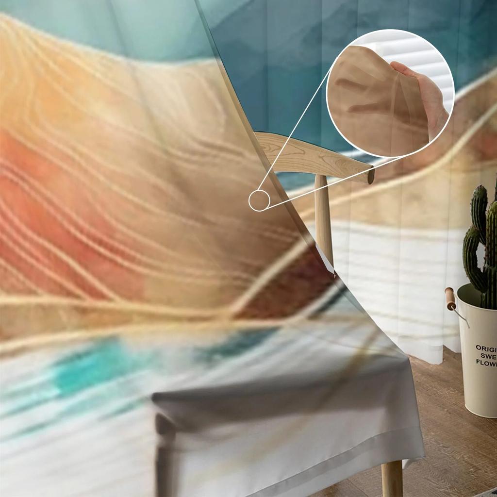 Abstract Mountains Watercolor Sheer Curtains Bedroom Voile Curtain Living Room Window Sheer Curtains Kitchen Tulle Drapes