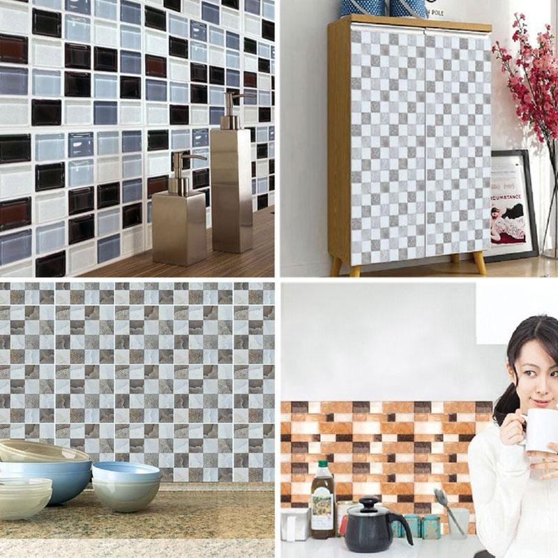 6PCS Mosaic Wall Sticker Waterproof Tile Stickers Home Kitchen Bathroom Decor 6PCS Mosaic Wall Sticker Waterproof Tile Stickers Home Kitchen Bathroom Decor