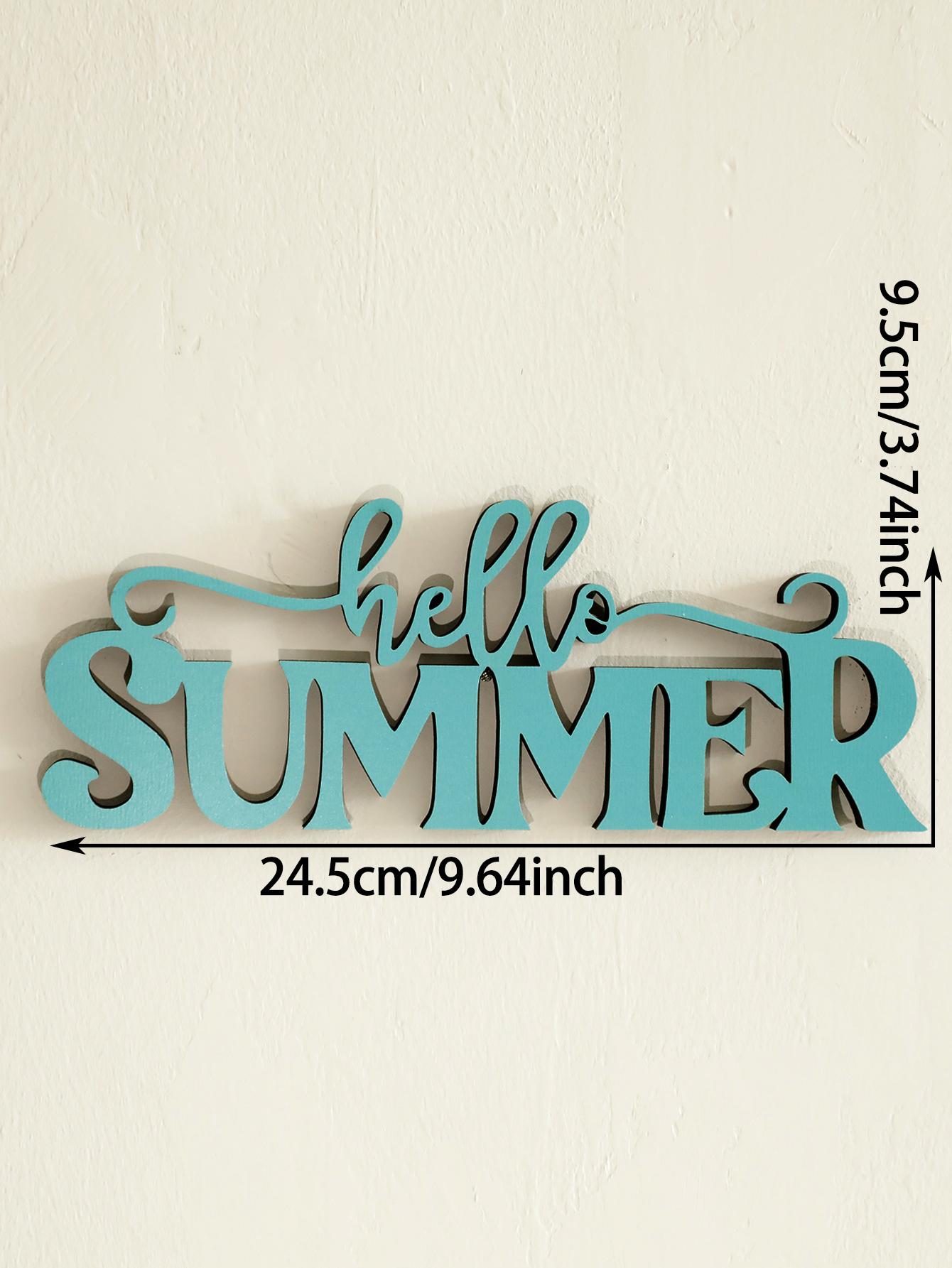 

1pc Blue Summer Wooden Sign Decor, Hello Summer Letters Ornament, Rustic Tabletop Decoration for Home Bedroom Living Room Gift