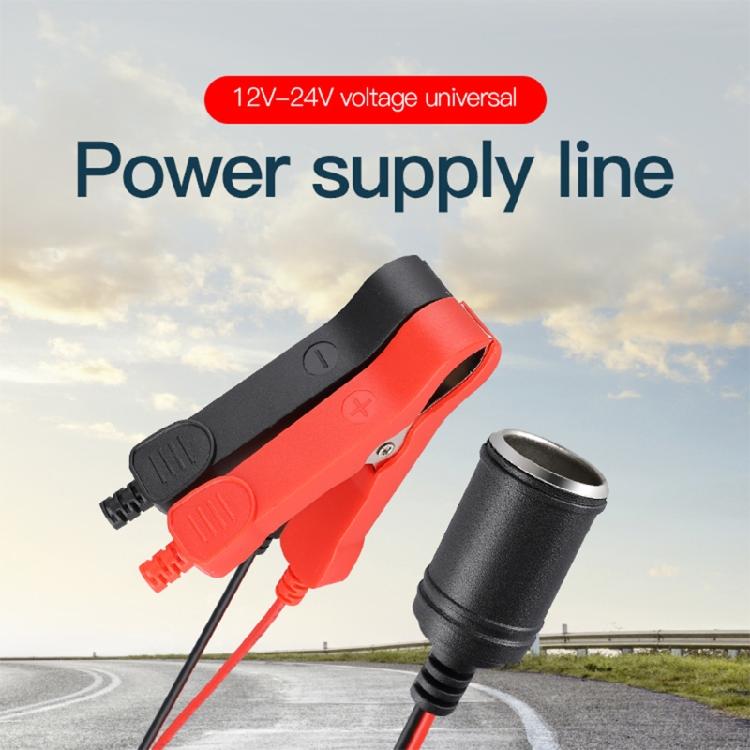 for w/ Battery Clamp Battery Clip-On & Cigarette Lighter Extension Cord Plug Soc