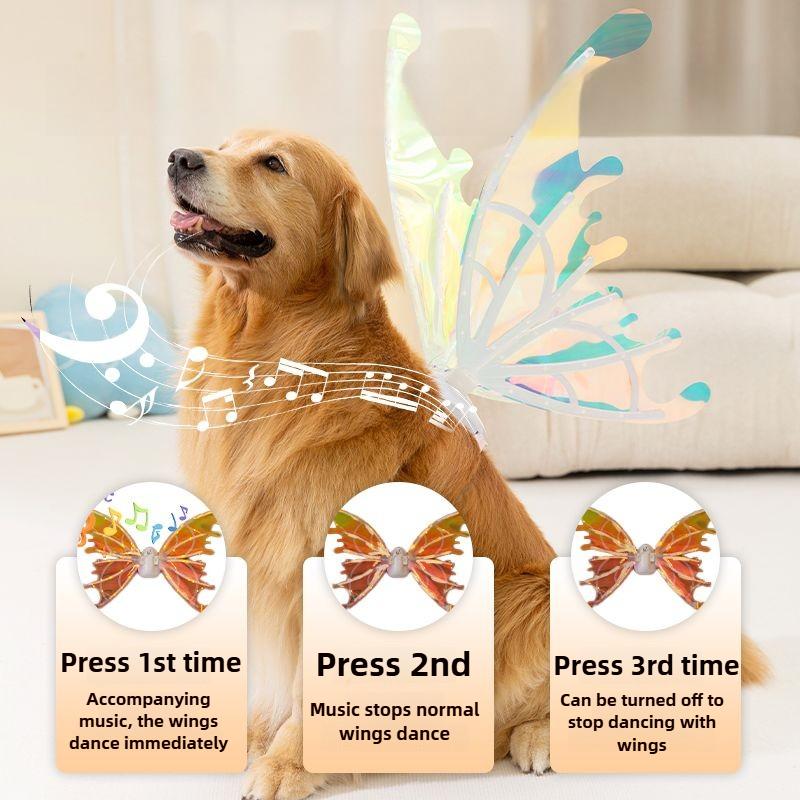 Dog Butterfly Wings Pet Glowing Wings Puppy Summer Clothes Decorative Samoyed Husky Medium Dogs accessories Halloween costume