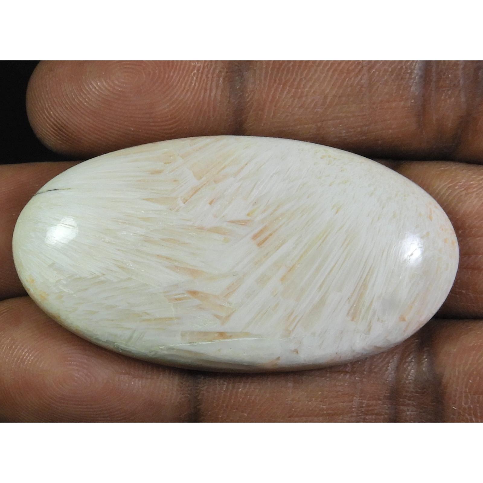 

75Cts. Natural Scolecite Oval Cabochon Designer Loose Gemstone 26X48X08 MM ET-210