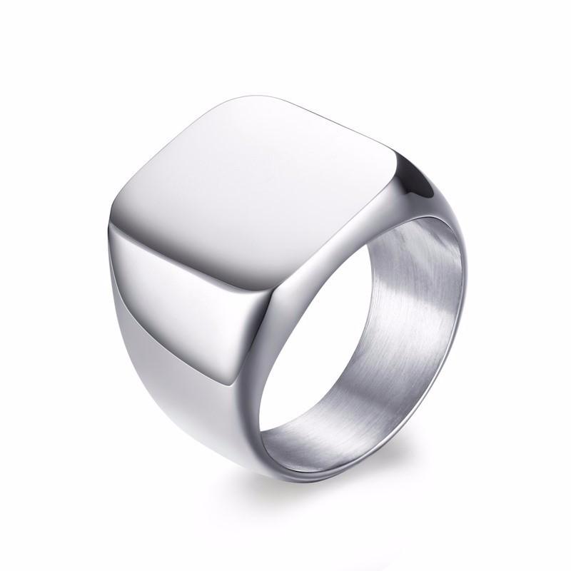 Bague chevalière Pinky pour hommes, bracelet orné en acier inoxydable, bijoux masculins