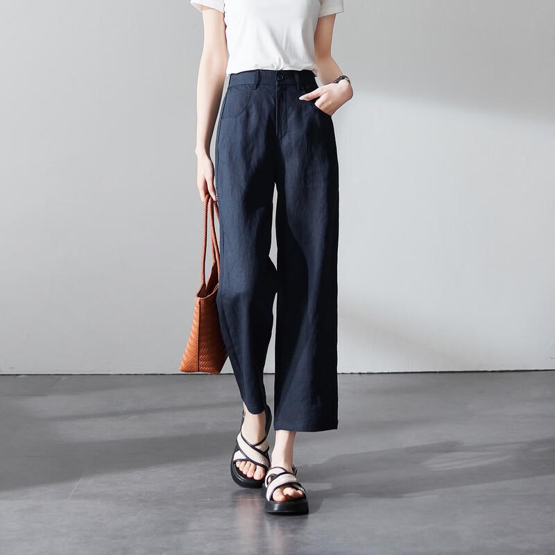 SOFSIL Women s 100% Linen Straight-Leg Cropped Pants 27