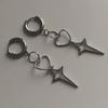 Trendy Punk Sliver Color Hollowed-out Heart-shaped Stars Pendant Dangle Earrings for Women Men Personality Hoop Earrings Jewelry