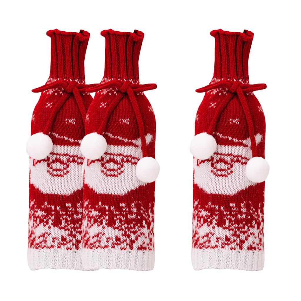 Christmas Redness Wine Bottle Cover Bag Knitted Sweater Champagnes Bottle Cover Bag Christmas Decorations for Party Home