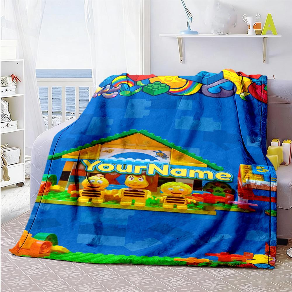 Biene Maja Personalized Name Blanket Multi-purpose Personalized Blanket Ultra-Soft Throw For Nap Home Decor Living Room Seaside Four Seasons Universal