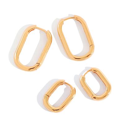 Fashion Personality Ear Buckle Earrings Simple Geometric Oval Rings Women's Ear Buckle Earrings Gold Plated Retro Earrings