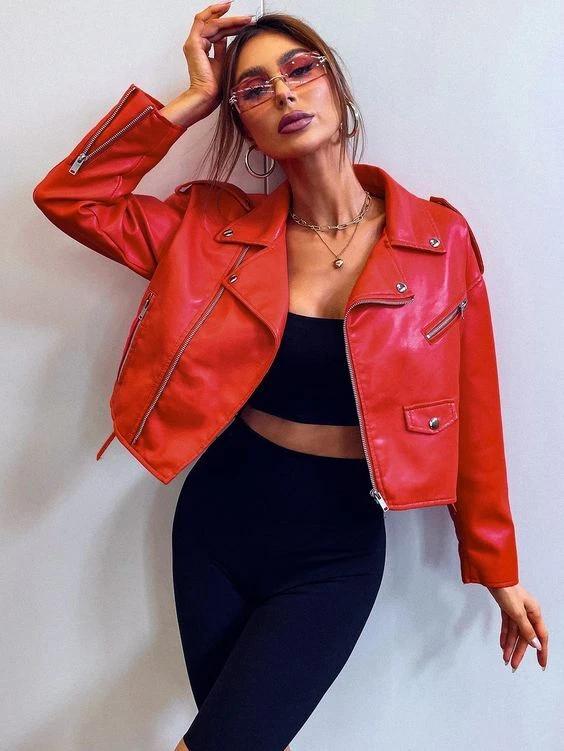 

Красная мягкая байкерская женская куртка из натуральной кожи ягненка ручной работы мотоциклетная 3XL красный