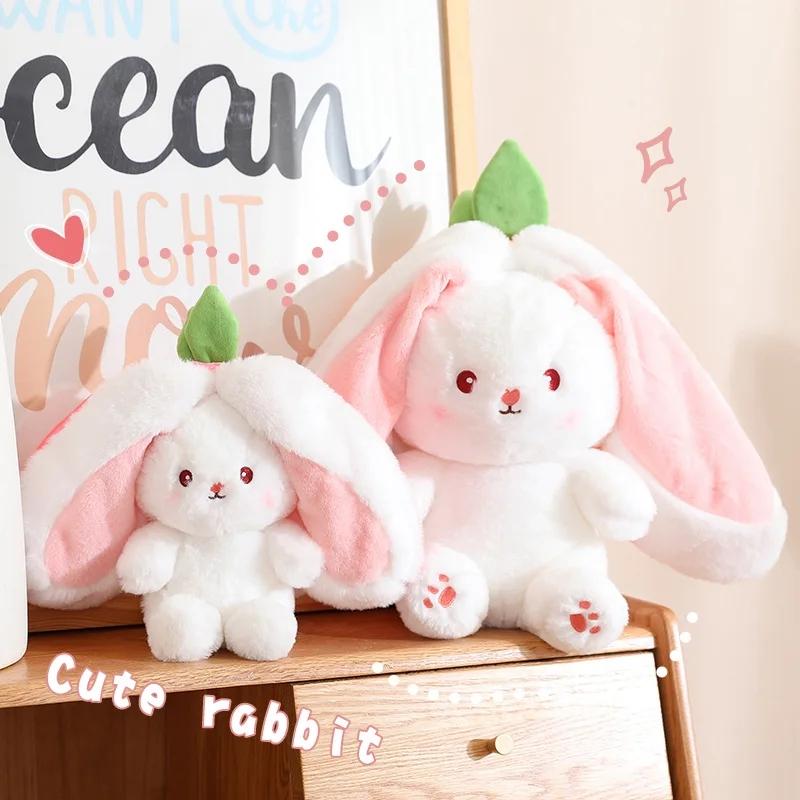 18CM Lovely Fruit Carrot Strawberry Plush Toy Rabbit Doll Big Ear Animal Sleeping Pillow Kawaii Room Decor Children Gift