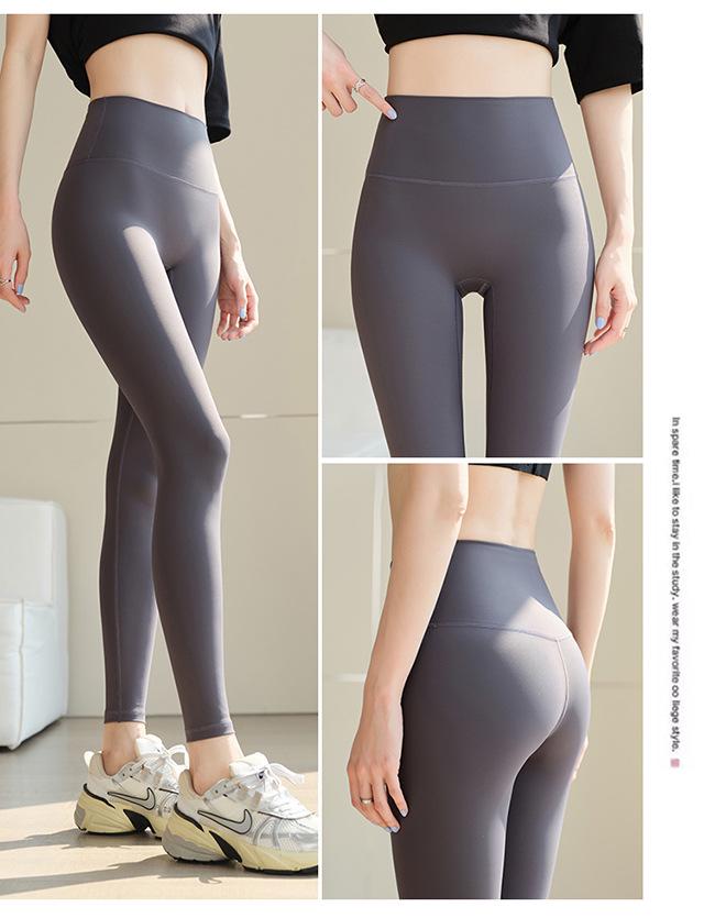 Damen High-Waist Bauchkontrolle Tasche Haifischhaut Leggings: Frühlings-/Herbst-Yogahosen, 9/10 Länge Radsport-Außenbekleidung