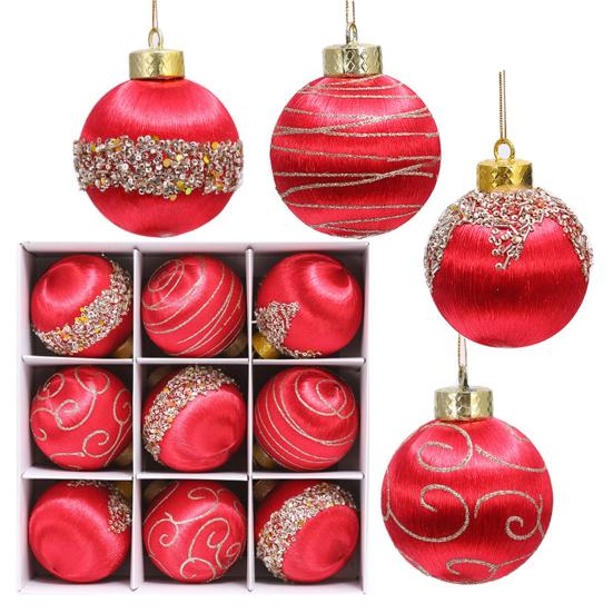 9 Pcs 3.15 Inch Christmas Ball Ornaments Glitter Sequin Xmas Hanging Foam Ball Decorations for Wedding Party Holiday Home Office Decor