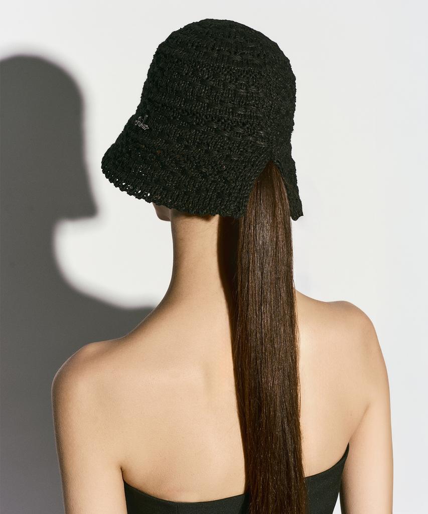 RE RHEE Crochet Bucket Hat Black