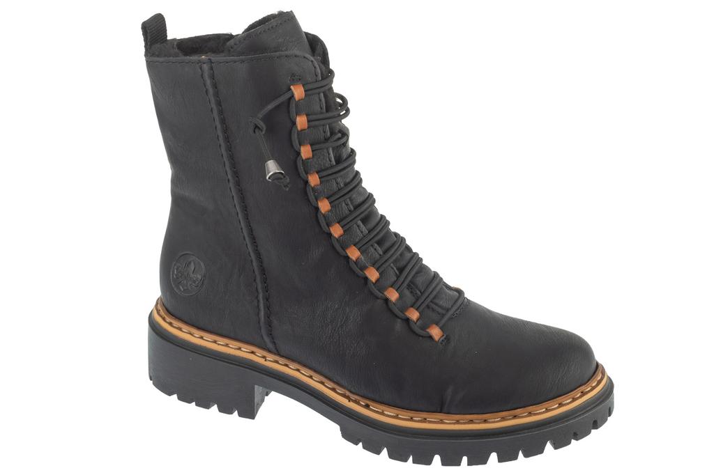 RIEKER Booties, Womens Black Lace-up Shoes