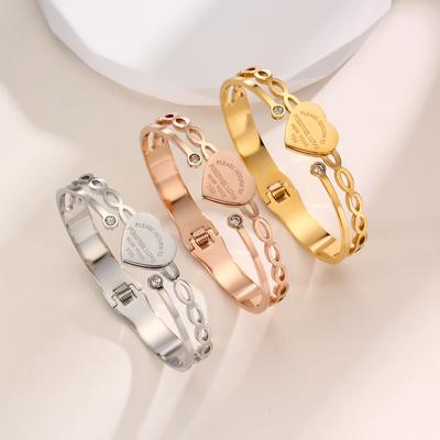 Titanium Steel Color Preserving Bracelet Personalized Heart Shaped Letter Fashionable and Minimalist Bracelet Style Handicraft
