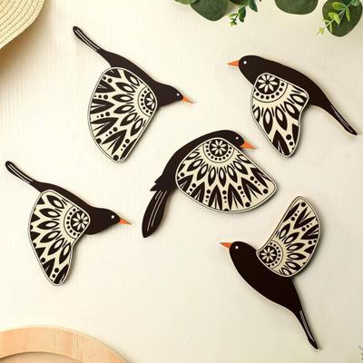 Yousheng Flying Birds - Decorazione da parete in legno per WC, decorazione da parete per bagno, accessori decorativi per il bagno
