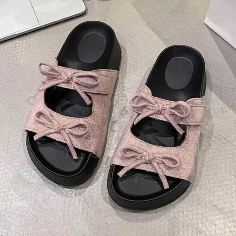 Fashion Bow Women Flats Slippers Elegant Slides Woman Shoes 2025 New Trend Summer Fashion Flip Flops Designer Walking Cozy Mujer Zapatos