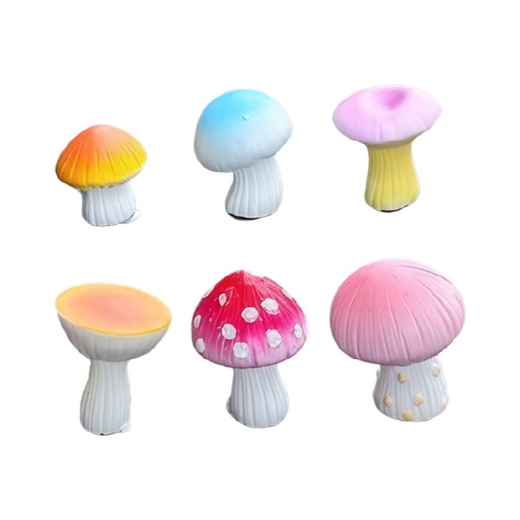 

Set of 6 Cute Small Mushroom Resin Figurines Car Interior Decors For Dashboard Rearview Mirror Or Window Decoration