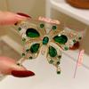 1pc Vintage Luxury Green Butterfly Brooch Pin - Elegant Alloy Lapel Pin with Glass Mosaic, Perfect for Wedding, Banquet, All-Season Gift for Women