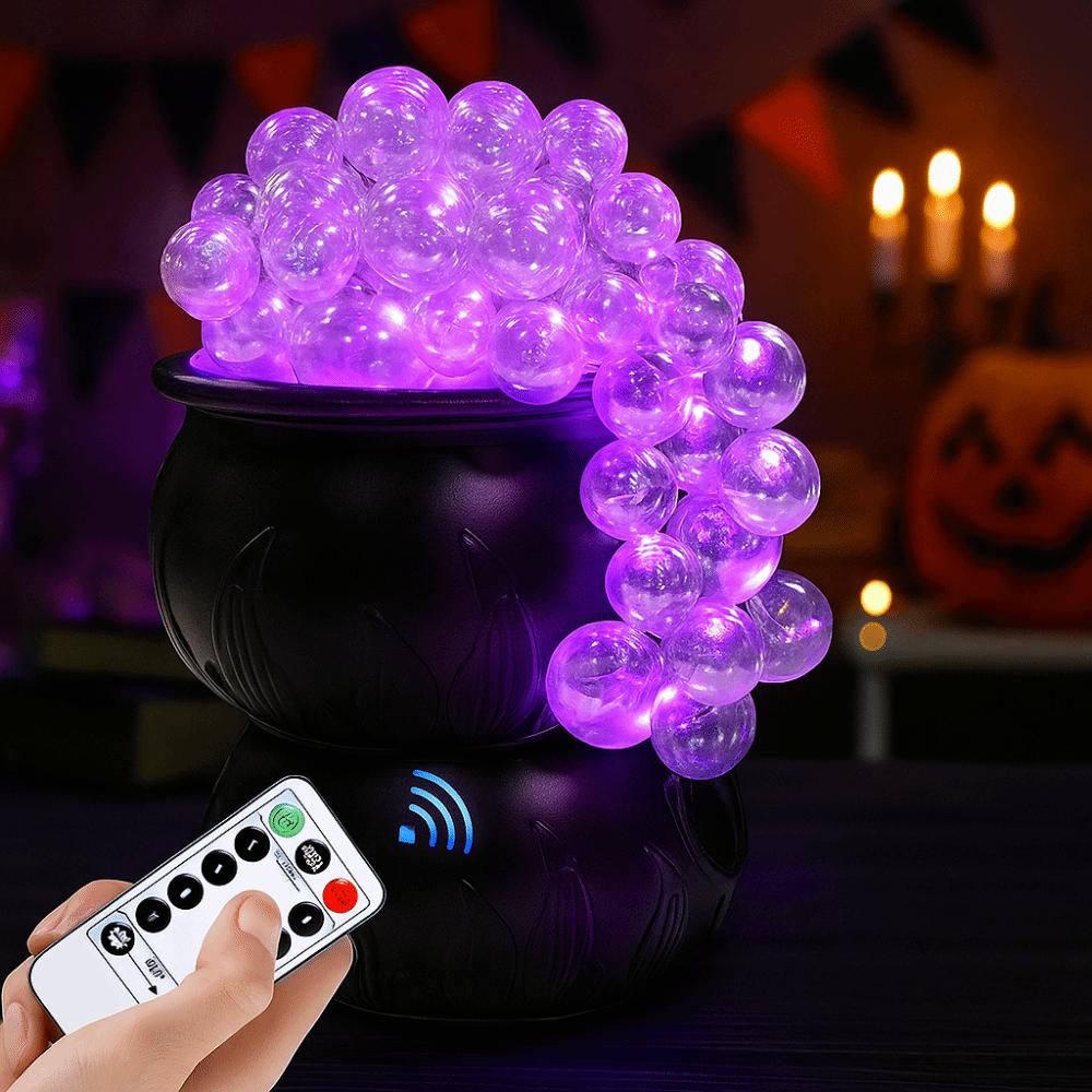 Purple Light Halloween Bubbling Cauldron Decoration Luminous Bubbling Pot Ornament  Bar