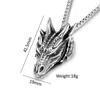Collane Pendente Testa di Drago in Acciaio Inossidabile Punk Vintage per Uomo Biker Animale Dominante Collana Gioielli Amuleto alla Moda Regalo