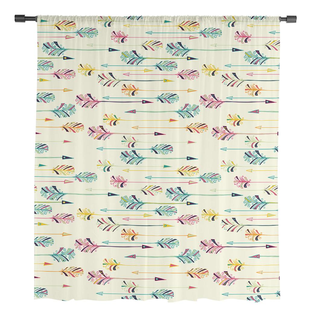 Arrow Feather Modern Tulle Curtains For Living Room Bedroom Home Kitchen Window Sheer Curtains