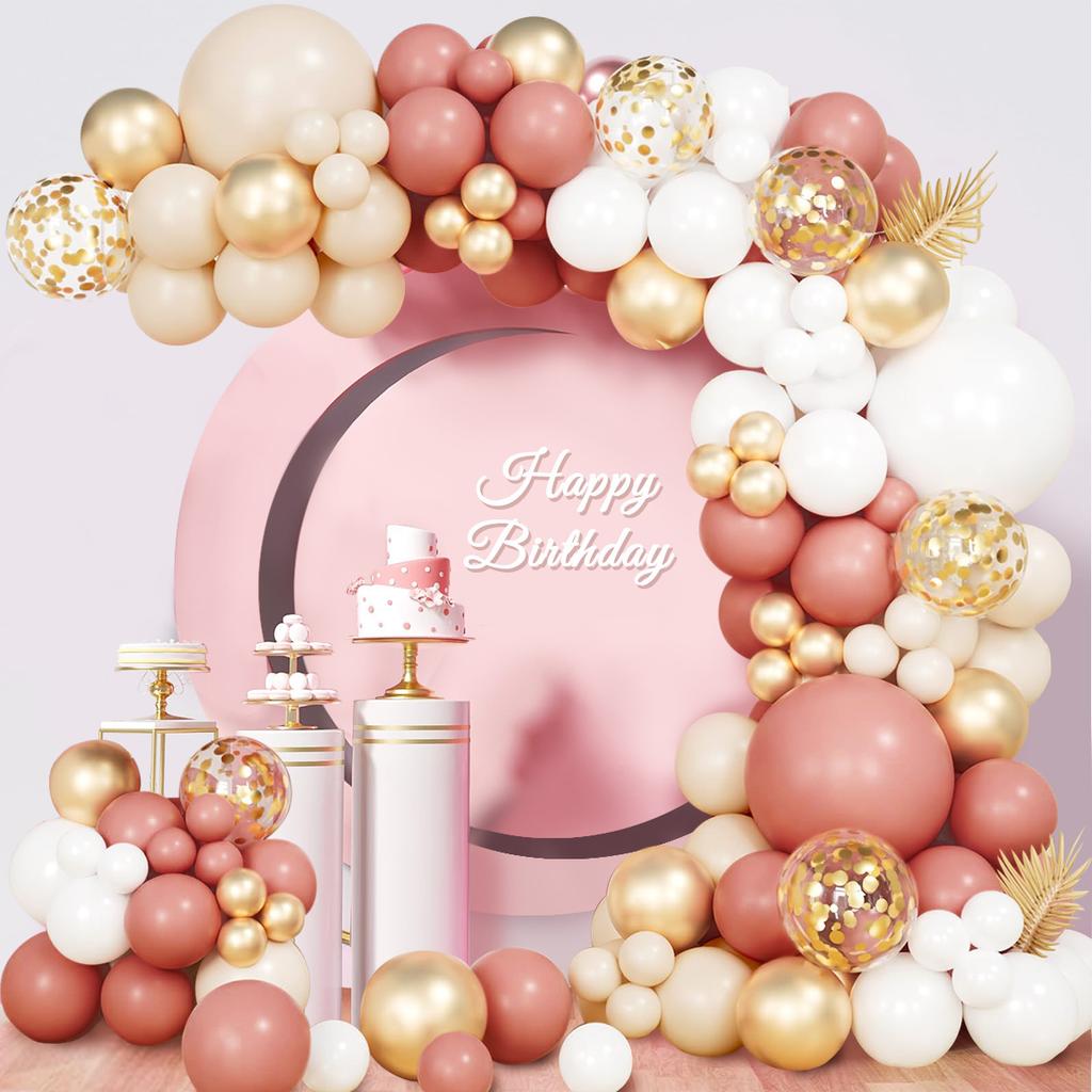 Retro Pink White Gold Balloons Garland Arch Kit Birthday Party Decoration Kids Baby Shower Wedding Party Supplies Letax Ballons
