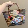 Dachshund Retro Wicker Handbag: Handmade Bamboo and Straw Beach Bag