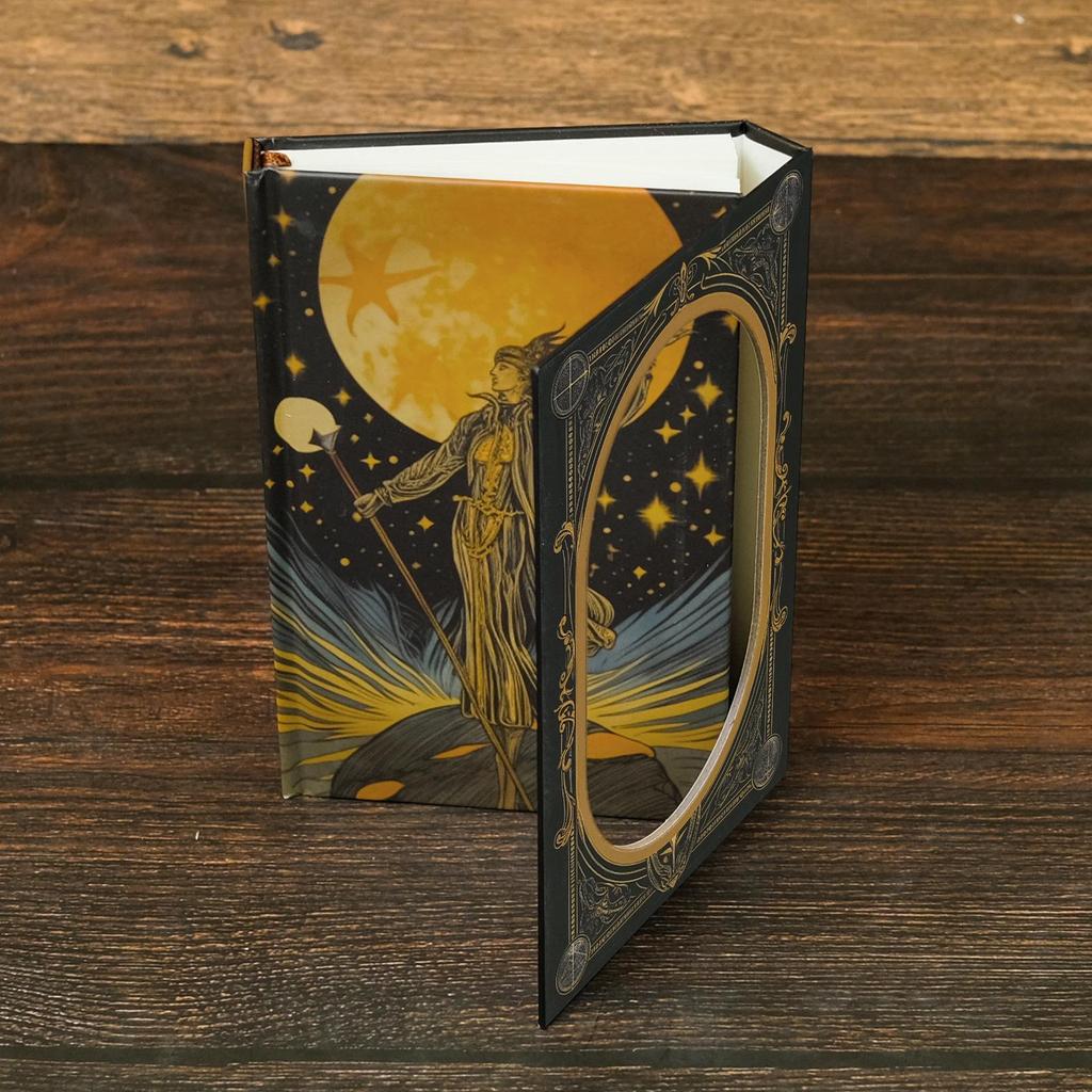 Retro Tarot Card Theme Hardcover Tri-Fold Notebook with Hollow-Out Design