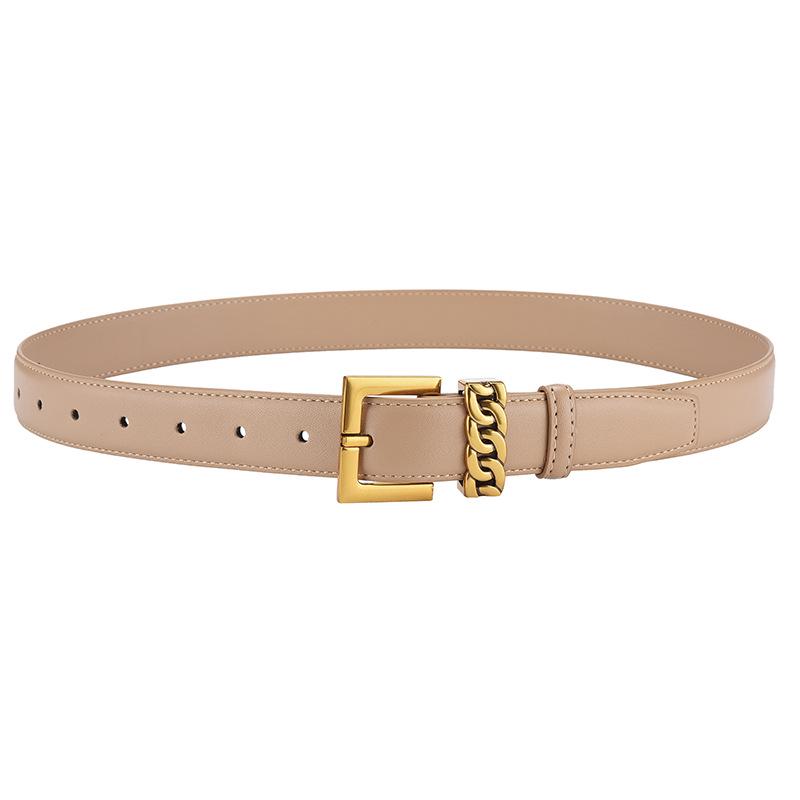 Women s High-End Soft Cowhide Leather Belt with Pin Buckle - Fashionable and Versatile for Jeans and Decoration 100 cm