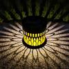 Decorative Solar Lights Metal Hollow Pattern Outdoor Step Wall Lights Weather-Resistant Landscape Lamp Waterproof Fence Lights for Garden Post Patio