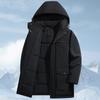 Large Size Cotton Jacket for Men, Medium To Long, with Added Velvet and Thick Cotton, Men's Detachable Hat