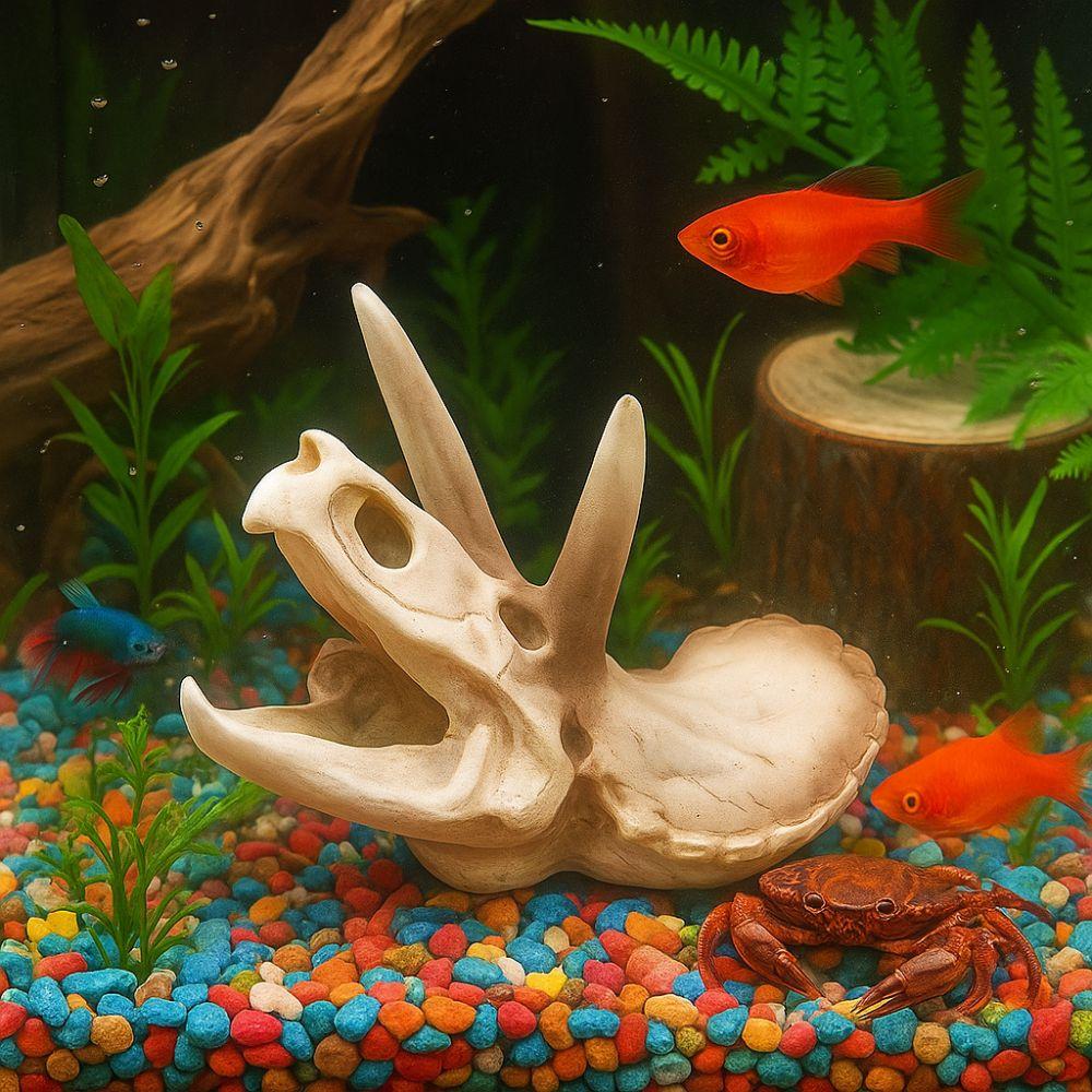Kreatives Harz Dinosaurierskelett Lebensechtes Dekoratives Dinosaurierkopf Schädel Ornament Simuliertes Tier Schädel Ornament Aquarium