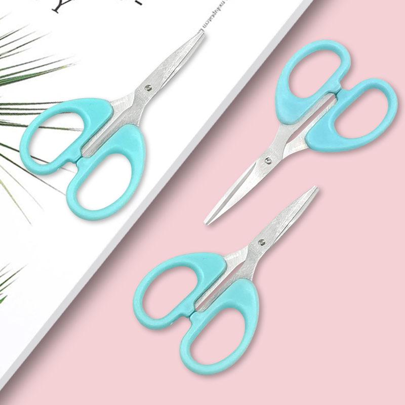 Blue Stainless Steel Multi-purpose Office and Household Scissors. Student Handmade Paper-cutting Knife. Children's Safe Small Scissors.