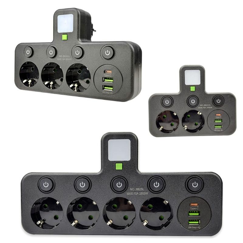 Multi-Socket Power Strips Wall Socket Adapters Power Converter with Independent Switches for Multiple Device Use Enduring