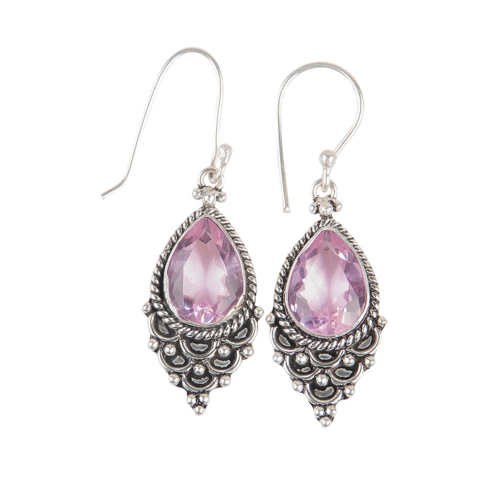 Natural Morganite Gemstone 925 Sterling Silver Jewelry Drop/Dangle Earrings1.9" EE-85-11
