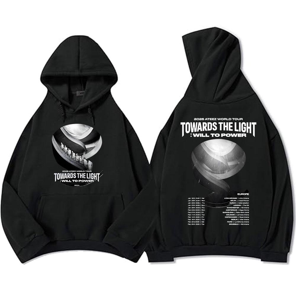 Ateezz Towards The Light Will To Power Tour Hoodies Korean Boys Band Printing Sweatshirts Moletom Long Sleeve Top