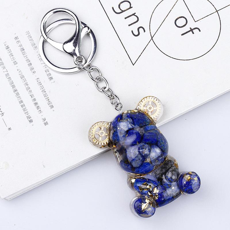Crystal Resin Bear Keychain - Creative Hugging Bear Design for Car Keys