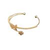 Elegant Double-Layer Open Cuff Bracelet With Zircon Butterfly Floral Design Women Gold Tone Copper Alloy Jewelry