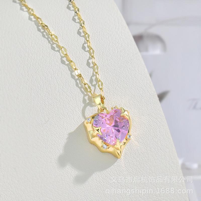 

Ожерелье Любовь Женское Легкая Роскошь Повседневное Универсальное Темперамент Инкрустированный Подвеска с Розовым Цирконием Ювелирное Изделие