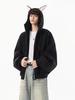 Men's Autumn/Winter Designer Rivet Patch Doberman Ear Hooded Sweatshirt - Trendy Versatile Heavyweight Cardigan Jacket