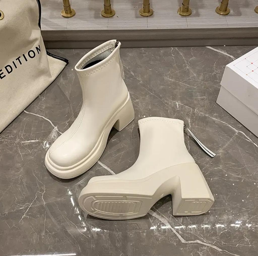 Fashion Aphixta Classic Ladies Platform Ankle Boots 9cm High Heels Concise Women Modern Boots Botines Shoes For Woman Back Zipper Boats