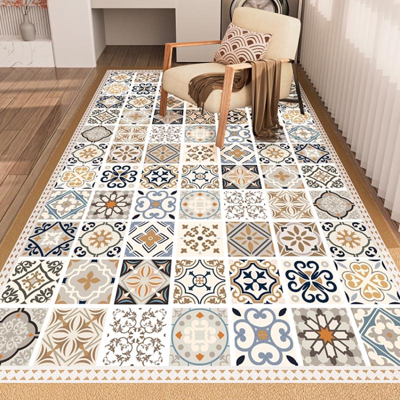 PVC Leather Mats Stain-resistant Oi Proof Kitchen Floor Mat  Wear-resistant Washable Rug Home Decoration Balcony Area Carpet